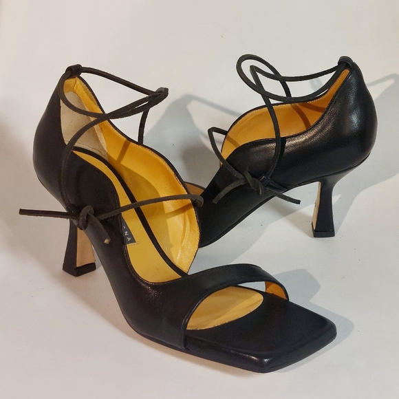Chiarini Bologna black leather flared heel D'Orsay pumps, EU40, NWT - Picture 1 of 14
